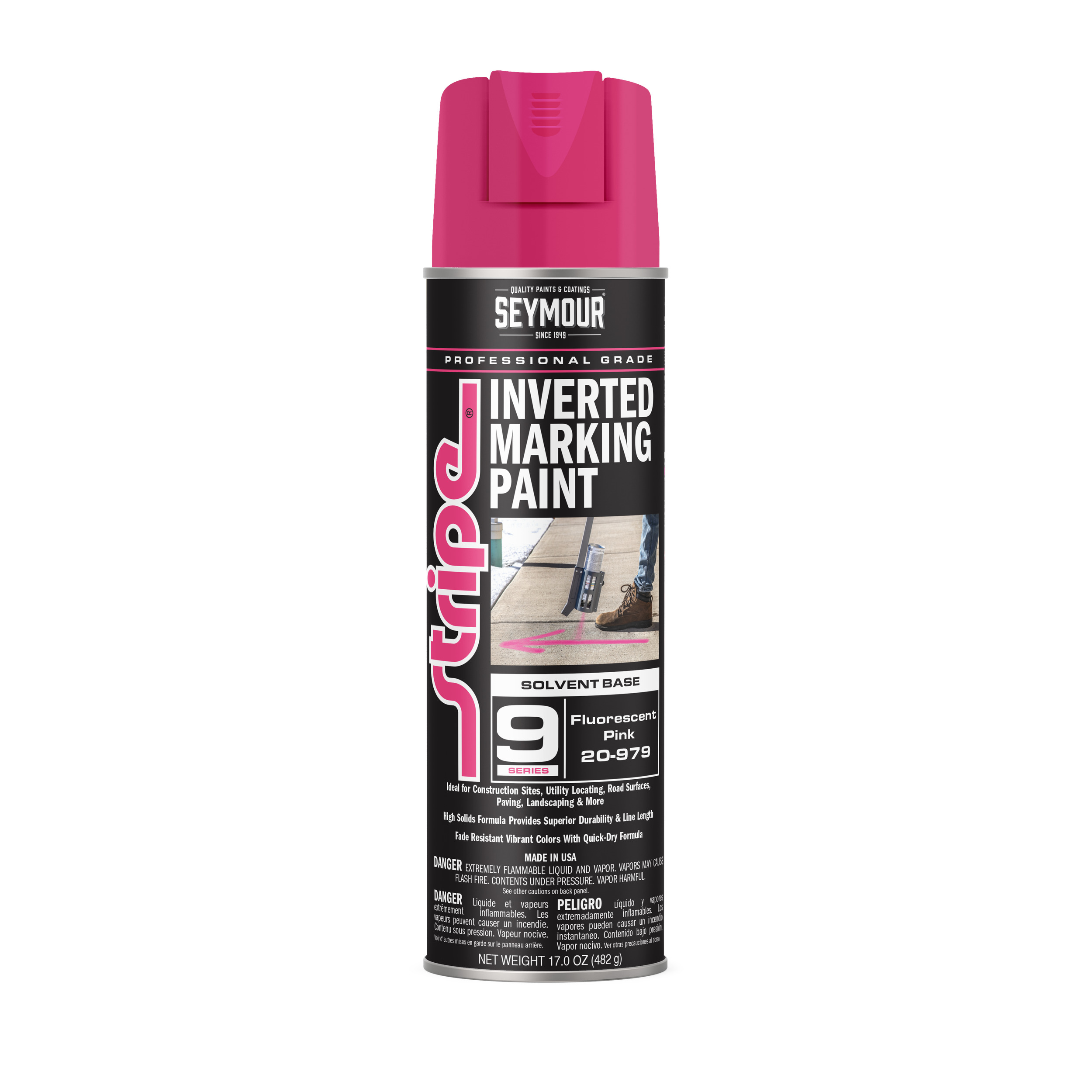 Seymour 17oz Fluorescent Pink Inverted Tip Spray Paint - Utility and Pocket Knives